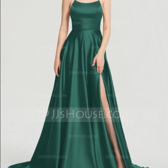 Never Been Worn Green Satin Dress - Picture 2 of 4
